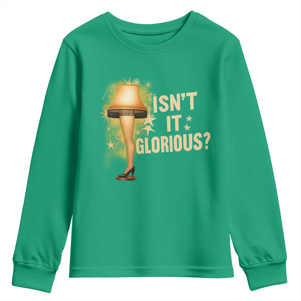 Funny Christmas Movie Leg Lamp Youth Sweatshirt Isnt It Glorious TS11 Irish Green Print Your Wear