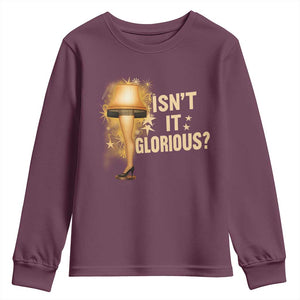 Funny Christmas Movie Leg Lamp Youth Sweatshirt Isnt It Glorious TS11 Maroon Print Your Wear