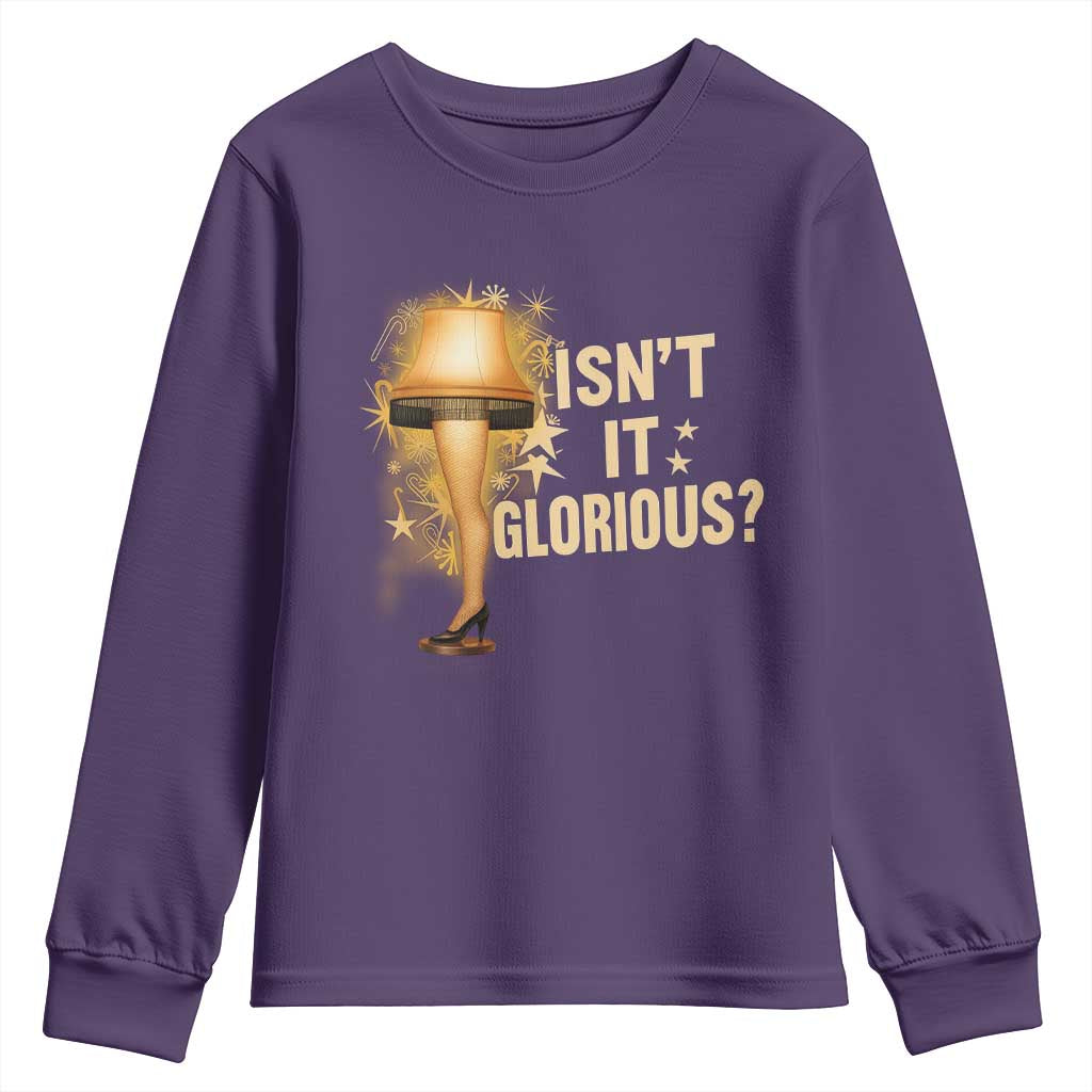 Funny Christmas Movie Leg Lamp Youth Sweatshirt Isnt It Glorious TS11 Purple Print Your Wear