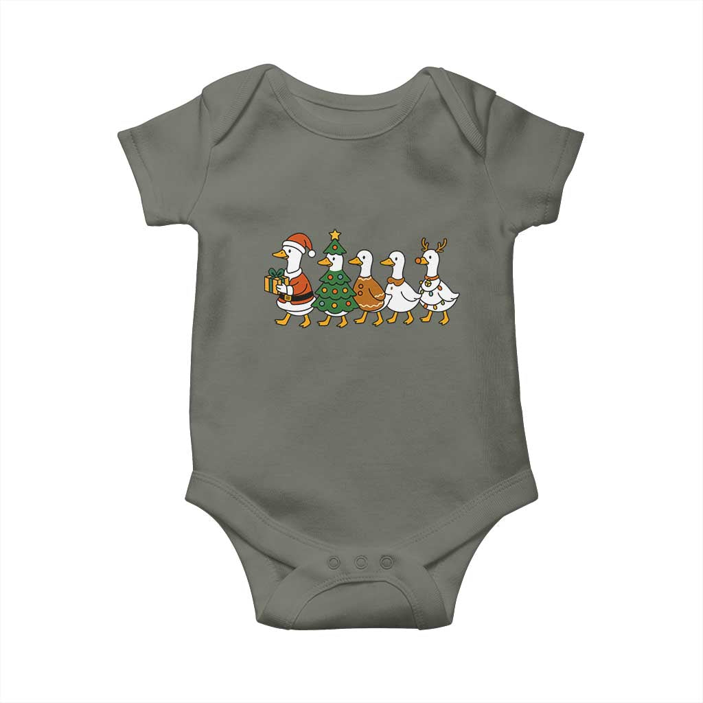 Funny Christmas Silly Goose Poultry Animal Lovers Baby Onesie TS11 Military Green Print Your Wear