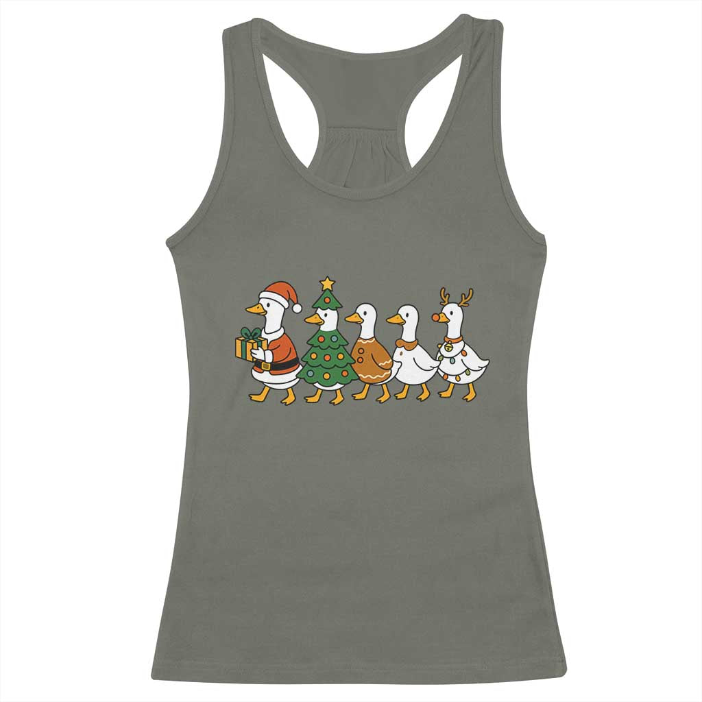 Funny Christmas Silly Goose Poultry Animal Lovers Racerback Tank Top TS11 Military Green Print Your Wear