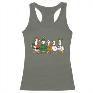 Funny Christmas Silly Goose Poultry Animal Lovers Racerback Tank Top TS11 Military Green Print Your Wear