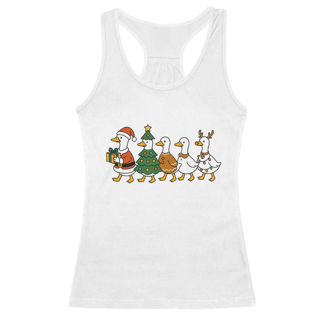 Funny Christmas Silly Goose Poultry Animal Lovers Racerback Tank Top TS11 White Print Your Wear