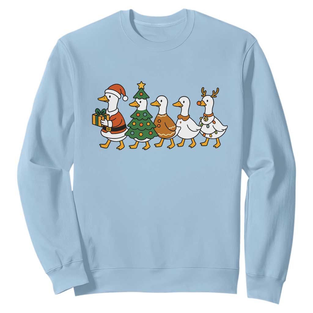 Funny Christmas Silly Goose Poultry Animal Lovers Sweatshirt TS11 Light Blue Print Your Wear