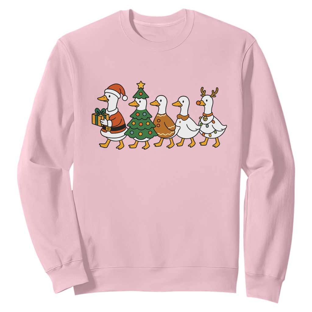 Funny Christmas Silly Goose Poultry Animal Lovers Sweatshirt TS11 Light Pink Print Your Wear