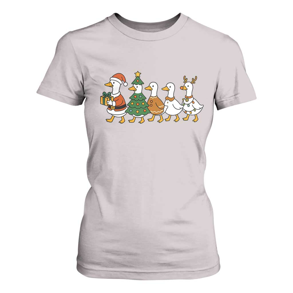Funny Christmas Silly Goose Poultry Animal Lovers T Shirt For Women TS11 Ice Gray Print Your Wear