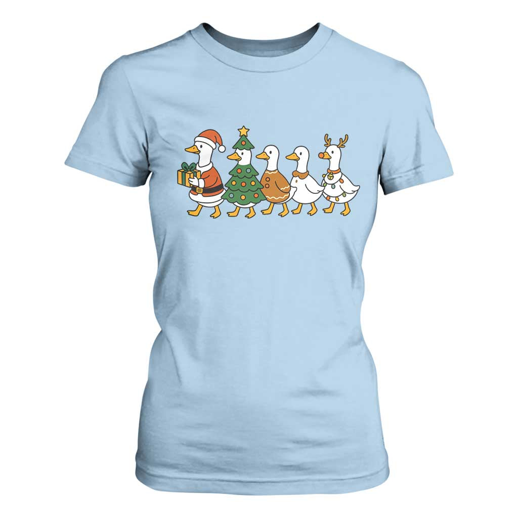 Funny Christmas Silly Goose Poultry Animal Lovers T Shirt For Women TS11 Light Blue Print Your Wear