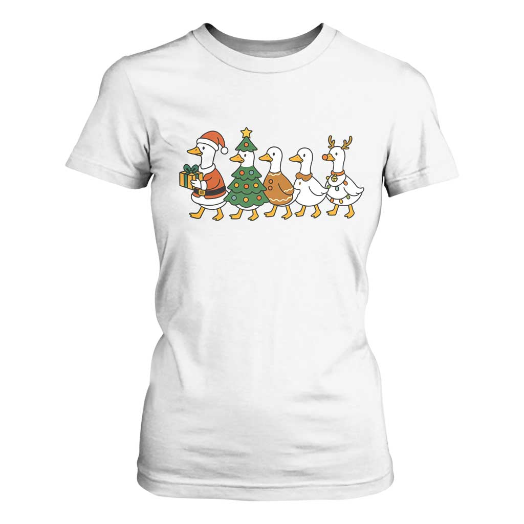 Funny Christmas Silly Goose Poultry Animal Lovers T Shirt For Women TS11 White Print Your Wear