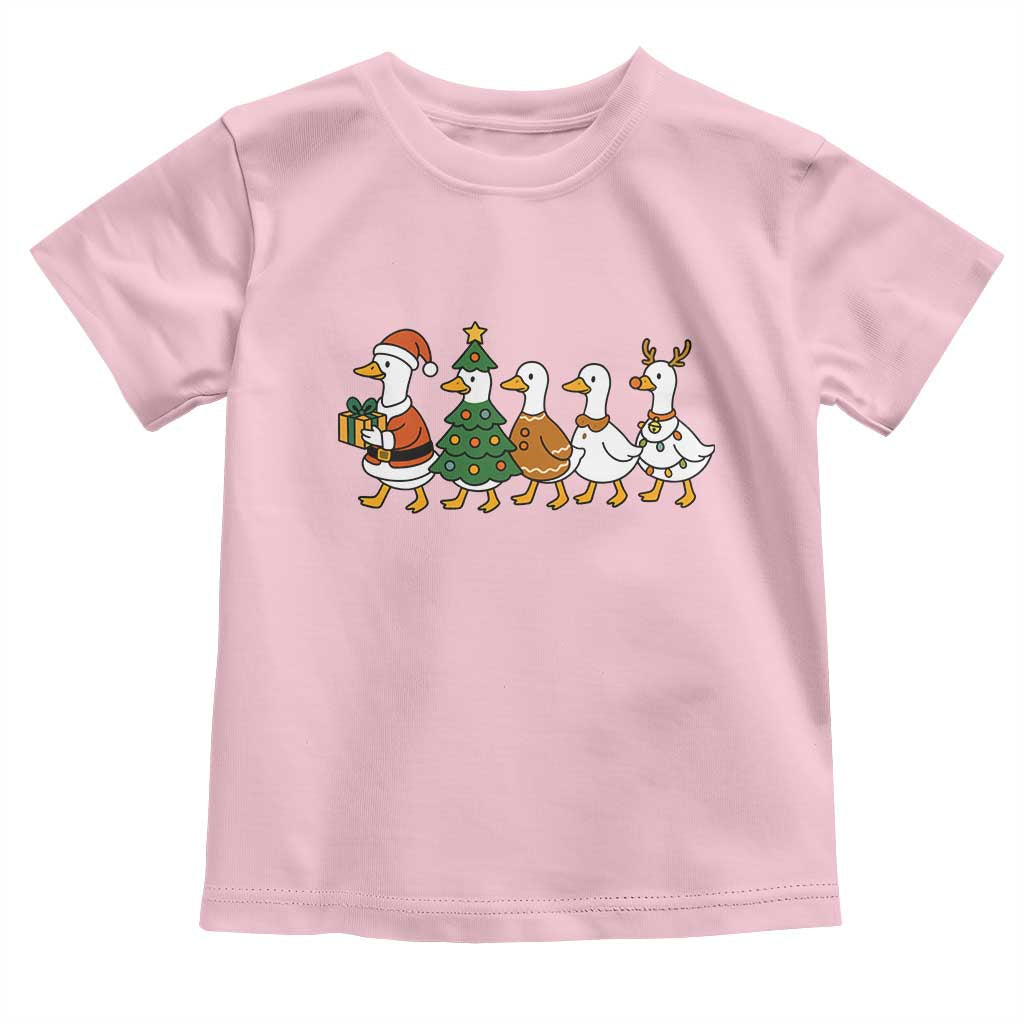 Funny Christmas Silly Goose Poultry Animal Lovers Toddler T Shirt TS11 Light Pink Print Your Wear