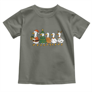 Funny Christmas Silly Goose Poultry Animal Lovers Toddler T Shirt TS11 Military Green Print Your Wear