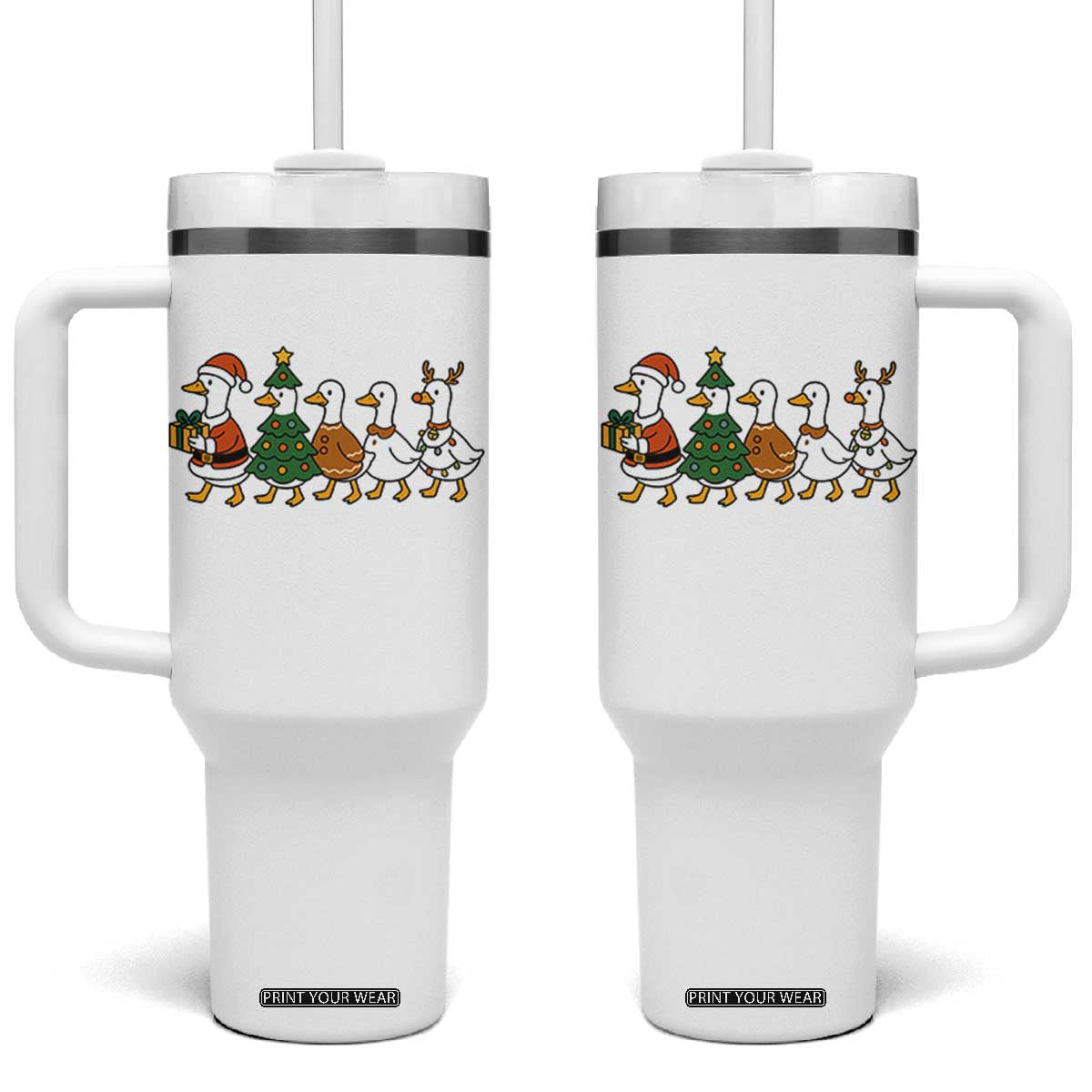 Funny Christmas Silly Goose Poultry Animal Lovers Tumbler With Handle TS11 One Size: 40 oz White Print Your Wear