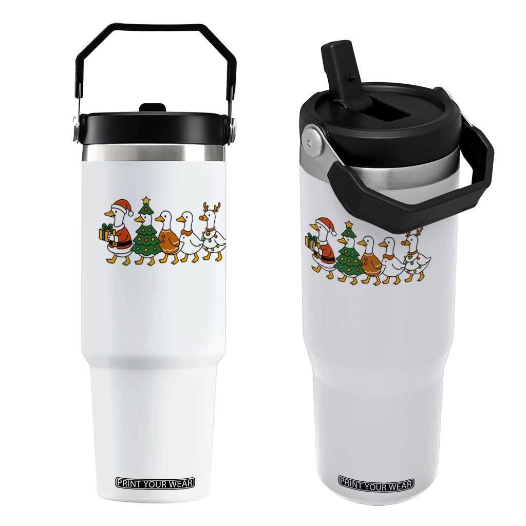 Funny Christmas Silly Goose Poultry Animal Lovers Flip Straw Tumbler TS11 One Size: 30 oz White Print Your Wear