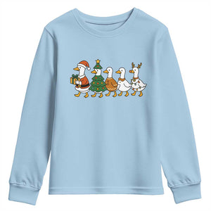 Funny Christmas Silly Goose Poultry Animal Lovers Youth Sweatshirt TS11 Light Blue Print Your Wear