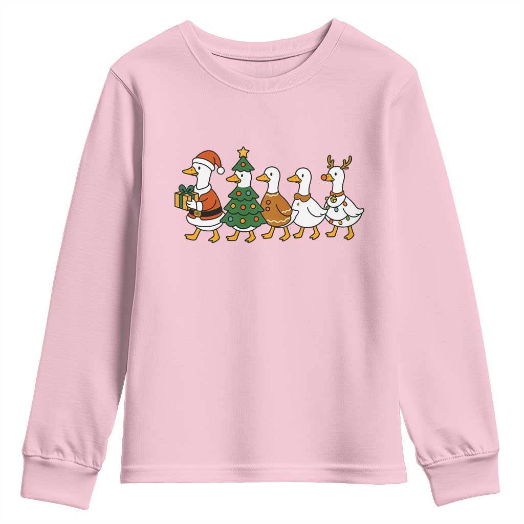 Funny Christmas Silly Goose Poultry Animal Lovers Youth Sweatshirt TS11 Light Pink Print Your Wear