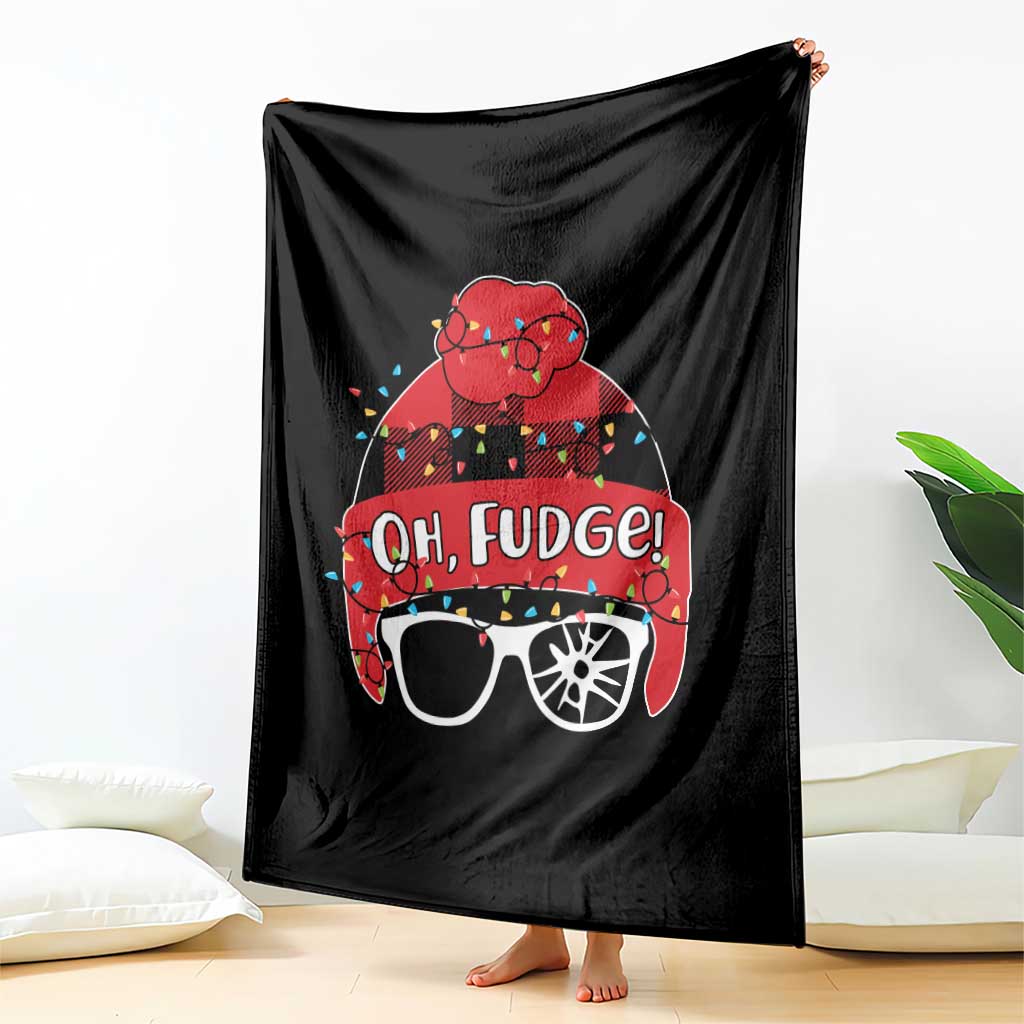 Funny Christmas Movie Throw Blanket Oh Fudge Buffalo Plaid Printed Graphic Beanie Cap Xmas Light TS11 Print Your Wear