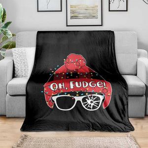 Funny Christmas Movie Throw Blanket Oh Fudge Buffalo Plaid Printed Graphic Beanie Cap Xmas Light TS11 Print Your Wear