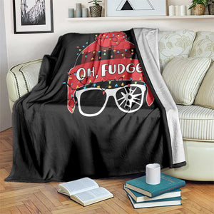 Funny Christmas Movie Throw Blanket Oh Fudge Buffalo Plaid Printed Graphic Beanie Cap Xmas Light TS11 Print Your Wear