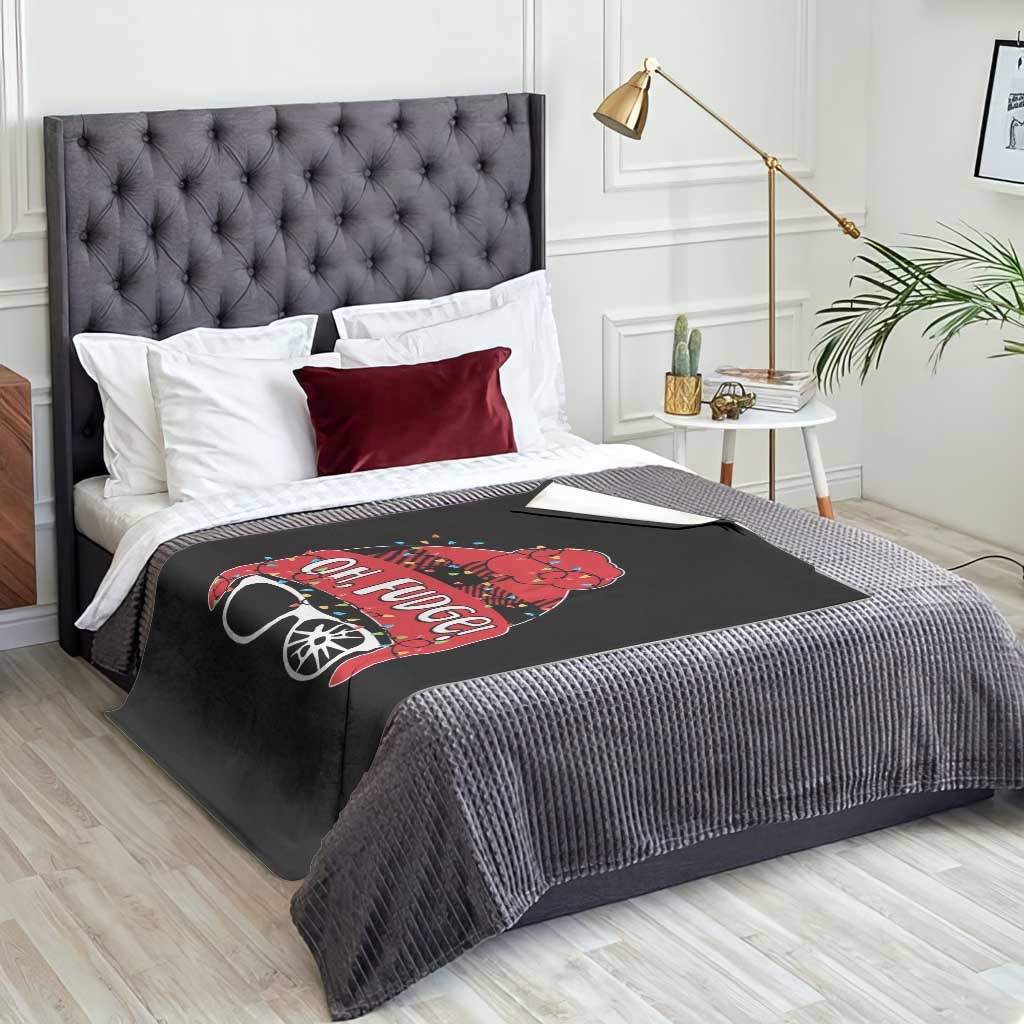 Funny Christmas Movie Throw Blanket Oh Fudge Buffalo Plaid Printed Graphic Beanie Cap Xmas Light TS11 Print Your Wear