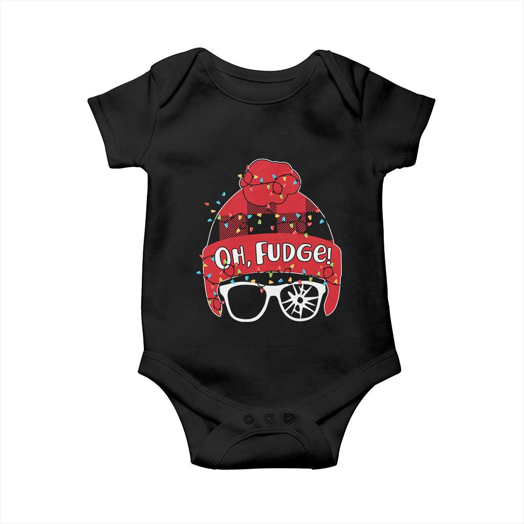 Funny Christmas Movie Baby Onesie Oh Fudge Buffalo Plaid Printed Graphic Beanie Cap Xmas Light TS11 Black Print Your Wear