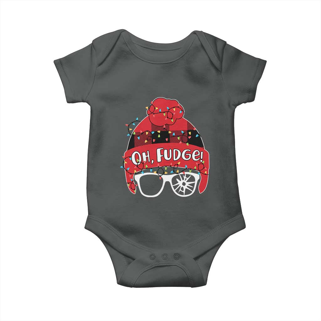 Funny Christmas Movie Baby Onesie Oh Fudge Buffalo Plaid Printed Graphic Beanie Cap Xmas Light TS11 Dark Heather Print Your Wear