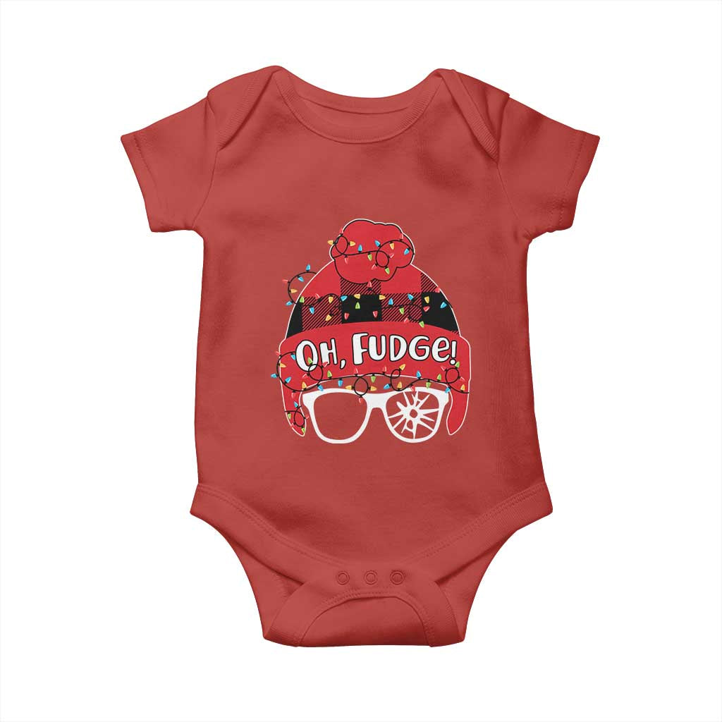 Funny Christmas Movie Baby Onesie Oh Fudge Buffalo Plaid Printed Graphic Beanie Cap Xmas Light TS11 Red Print Your Wear