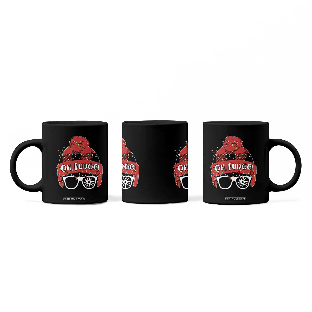 Funny Christmas Movie Coffee Mug Oh Fudge Buffalo Plaid Printed Graphic Beanie Cap Xmas Light TS11 Print Your Wear