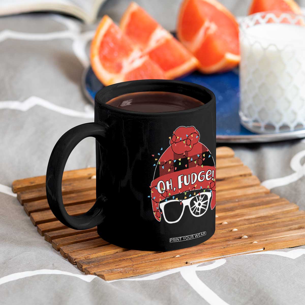 Funny Christmas Movie Coffee Mug Oh Fudge Buffalo Plaid Printed Graphic Beanie Cap Xmas Light TS11 Print Your Wear