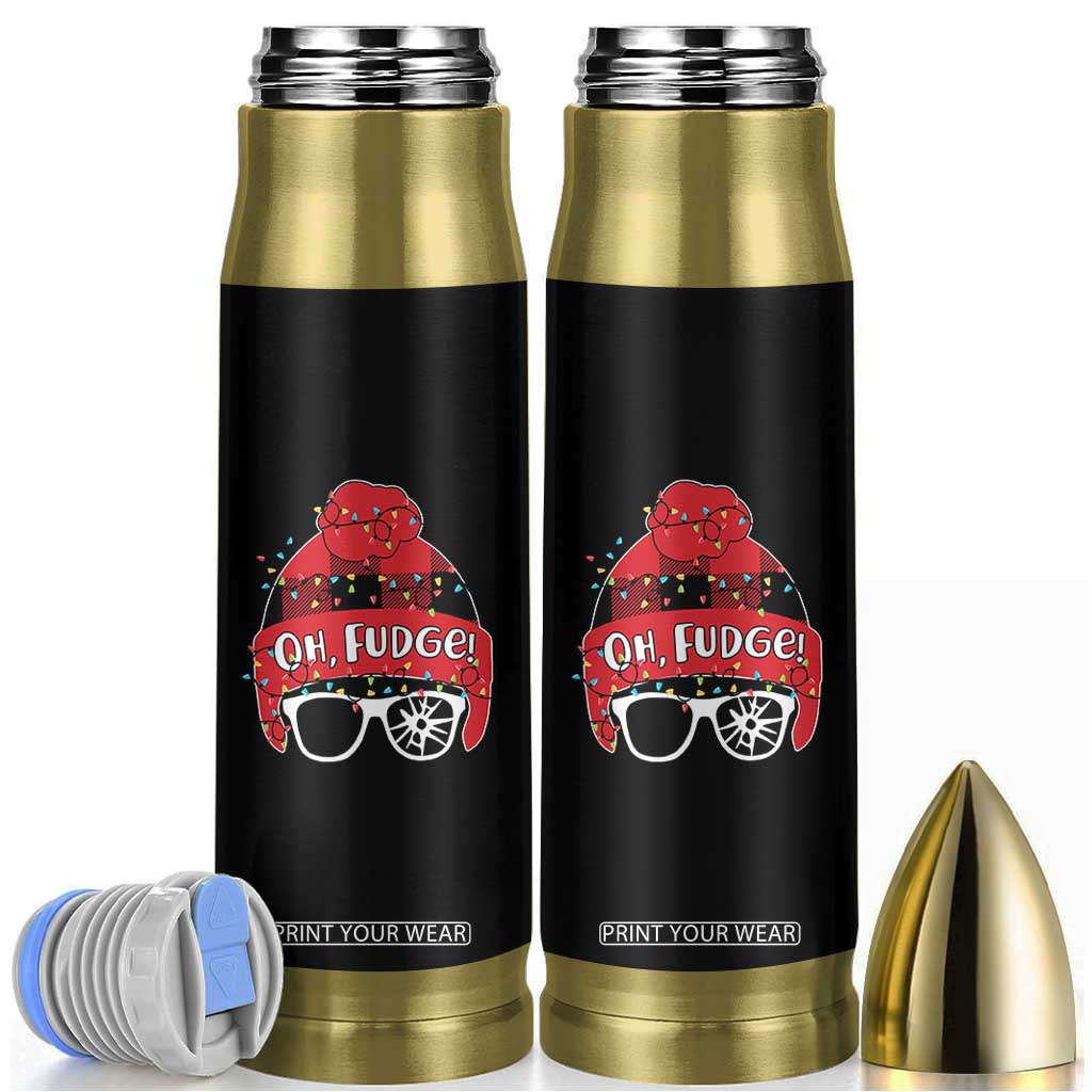 Funny Christmas Movie Bullet Tumbler Oh Fudge Buffalo Plaid Printed Graphic Beanie Cap Xmas Light TS11 Black Print Your Wear