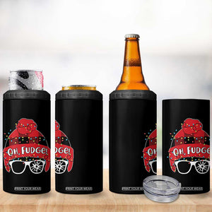 Funny Christmas Movie 4 in 1 Can Cooler Tumbler Oh Fudge Buffalo Plaid Printed Graphic Beanie Cap Xmas Light TS11 Print Your Wear