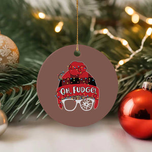 Funny Xmas Movie Ceramic Ornament Oh Fudge Buffalo Plaid Printed Graphic Beanie Cap Xmas Light TS11 1pc Mocha Print Your Wear