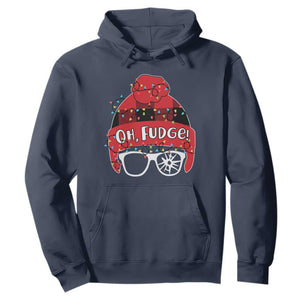 Funny Christmas Movie Hoodie Oh Fudge Buffalo Plaid Printed Graphic Beanie Cap Xmas Light TS11 Navy Print Your Wear