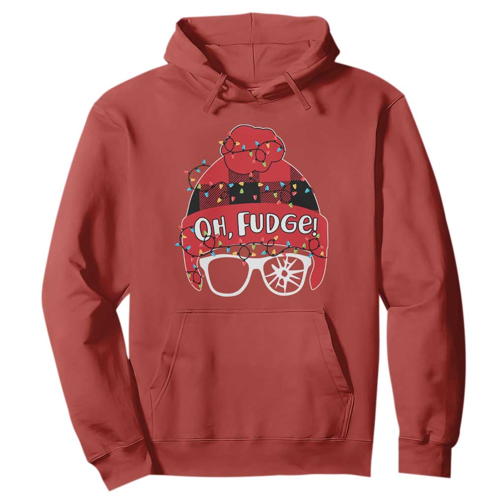 Funny Christmas Movie Hoodie Oh Fudge Buffalo Plaid Printed Graphic Beanie Cap Xmas Light TS11 Red Print Your Wear