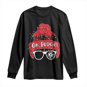 Funny Christmas Movie Long Sleeve Shirt Oh Fudge Buffalo Plaid Printed Graphic Beanie Cap Xmas Light TS11 Black Print Your Wear