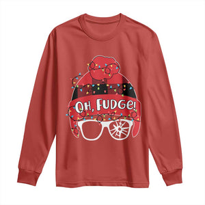 Funny Christmas Movie Long Sleeve Shirt Oh Fudge Buffalo Plaid Printed Graphic Beanie Cap Xmas Light TS11 Red Print Your Wear