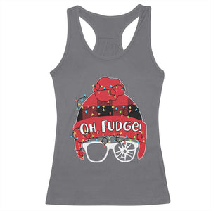 Funny Christmas Movie Racerback Tank Top Oh Fudge Buffalo Plaid Printed Graphic Beanie Cap Xmas Light TS11 Charcoal Print Your Wear