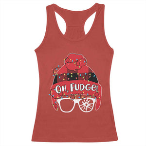 Funny Christmas Movie Racerback Tank Top Oh Fudge Buffalo Plaid Printed Graphic Beanie Cap Xmas Light TS11 Red Print Your Wear