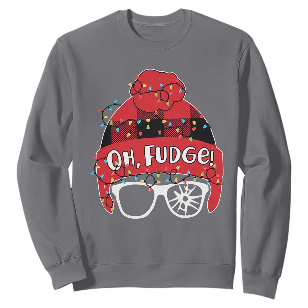 Funny Christmas Movie Sweatshirt Oh Fudge Buffalo Plaid Printed Graphic Beanie Cap Xmas Light TS11 Charcoal Print Your Wear
