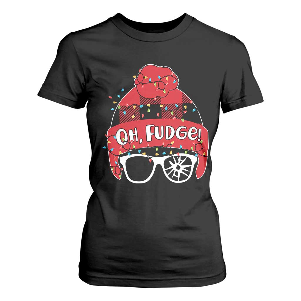 Funny Christmas Movie T Shirt For Women Oh Fudge Buffalo Plaid Printed Graphic Beanie Cap Xmas Light TS11 Black Print Your Wear