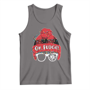 Funny Christmas Movie Tank Top Oh Fudge Buffalo Plaid Printed Graphic Beanie Cap Xmas Light TS11 Deep Heather Print Your Wear