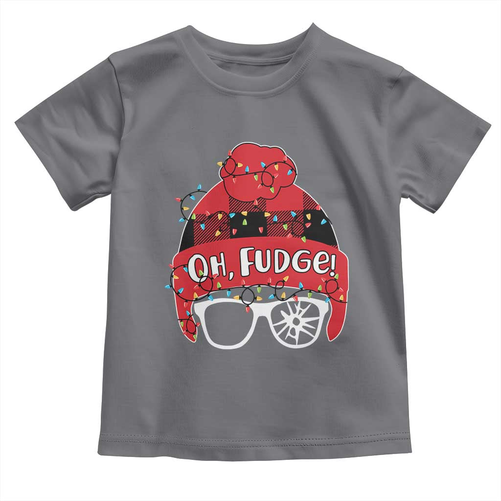 Funny Christmas Movie Toddler T Shirt Oh Fudge Buffalo Plaid Printed Graphic Beanie Cap Xmas Light TS11 Charcoal Print Your Wear