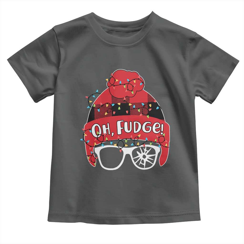 Funny Christmas Movie Toddler T Shirt Oh Fudge Buffalo Plaid Printed Graphic Beanie Cap Xmas Light TS11 Dark Heather Print Your Wear