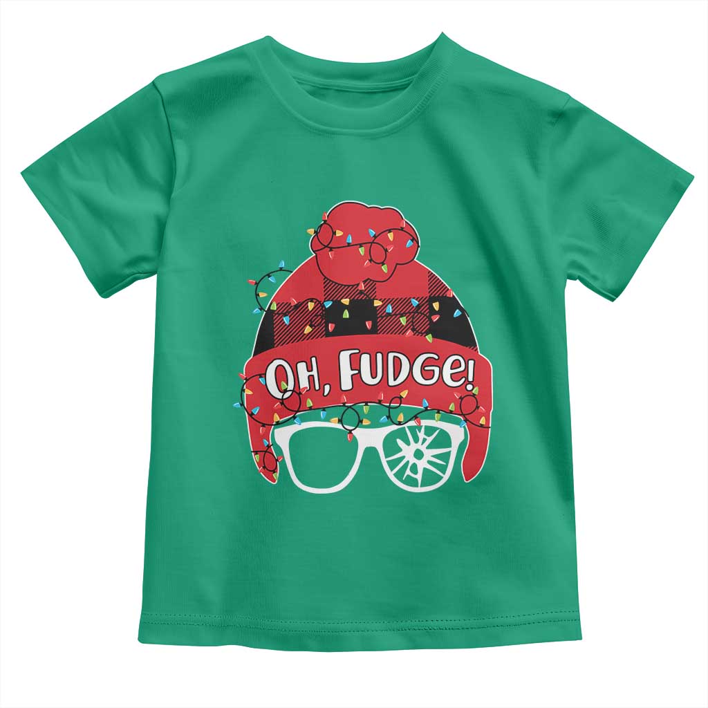 Funny Christmas Movie Toddler T Shirt Oh Fudge Buffalo Plaid Printed Graphic Beanie Cap Xmas Light TS11 Irish Green Print Your Wear