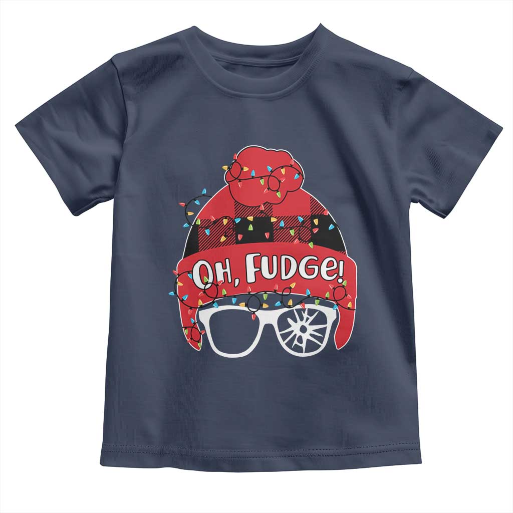 Funny Christmas Movie Toddler T Shirt Oh Fudge Buffalo Plaid Printed Graphic Beanie Cap Xmas Light TS11 Navy Print Your Wear