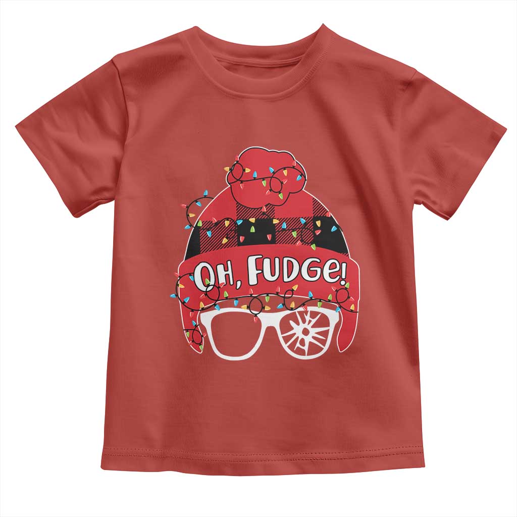 Funny Christmas Movie Toddler T Shirt Oh Fudge Buffalo Plaid Printed Graphic Beanie Cap Xmas Light TS11 Red Print Your Wear