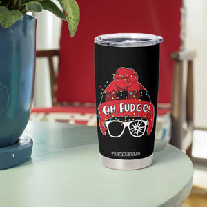 Funny Christmas Movie Tumbler Cup Oh Fudge Buffalo Plaid Printed Graphic Beanie Cap Xmas Light TS11 Print Your Wear