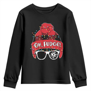 Funny Christmas Movie Youth Sweatshirt Oh Fudge Buffalo Plaid Printed Graphic Beanie Cap Xmas Light TS11 Black Print Your Wear