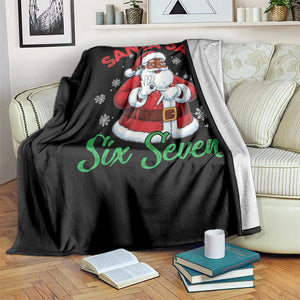 Funny Black Santa Says Six Seven Throw Blanket Christmas 67 Meme African American Santa Gen Alpha Slang TS11 Print Your Wear