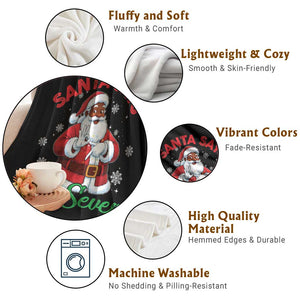 Funny Black Santa Says Six Seven Throw Blanket Christmas 67 Meme African American Santa Gen Alpha Slang TS11 Print Your Wear