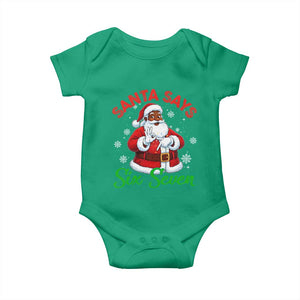Funny Black Santa Says Six Seven Baby Onesie Christmas 67 Meme African American Santa Gen Alpha Slang TS11 Irish Green Print Your Wear