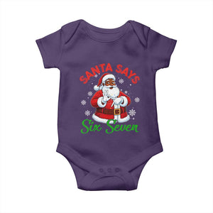 Funny Black Santa Says Six Seven Baby Onesie Christmas 67 Meme African American Santa Gen Alpha Slang TS11 Purple Print Your Wear